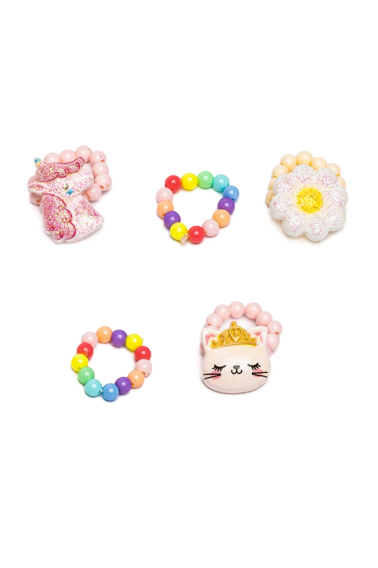 FLOWER KITTY UNICORN ELASTIC RING SET