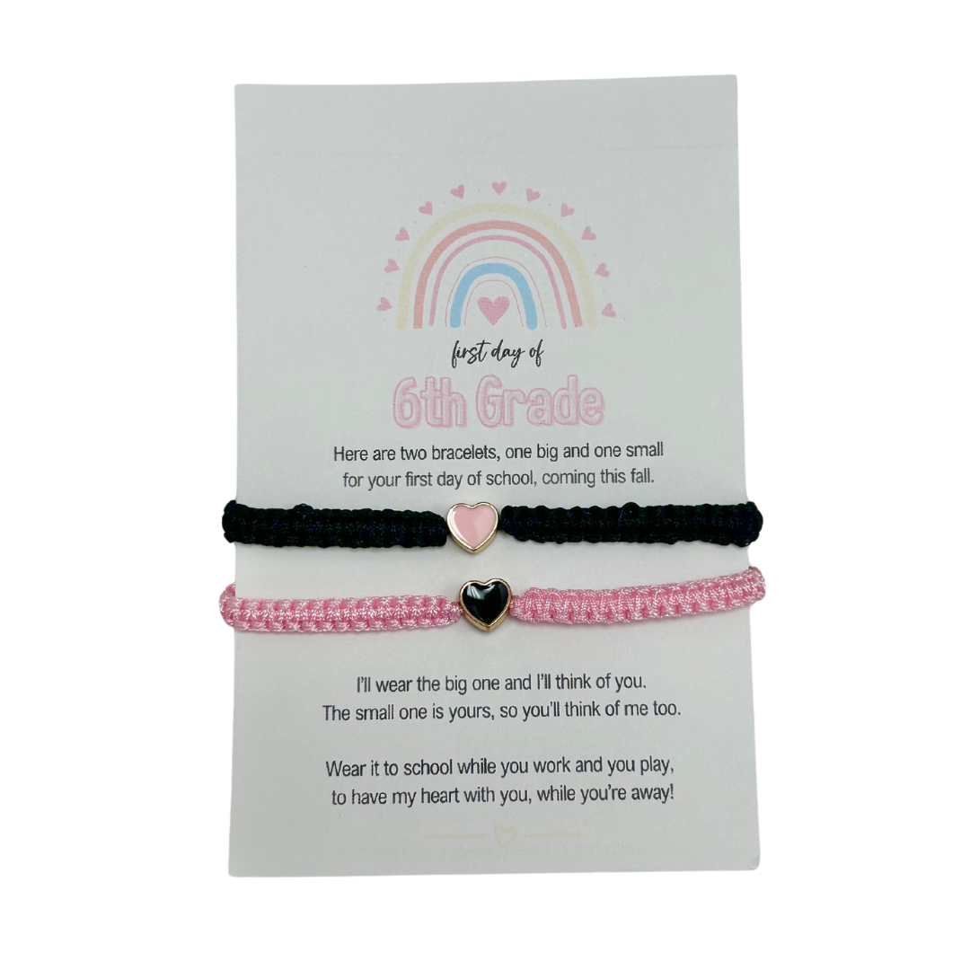 FIRST DAY OF SCHOOL BRACELETS - BLACK + PINK