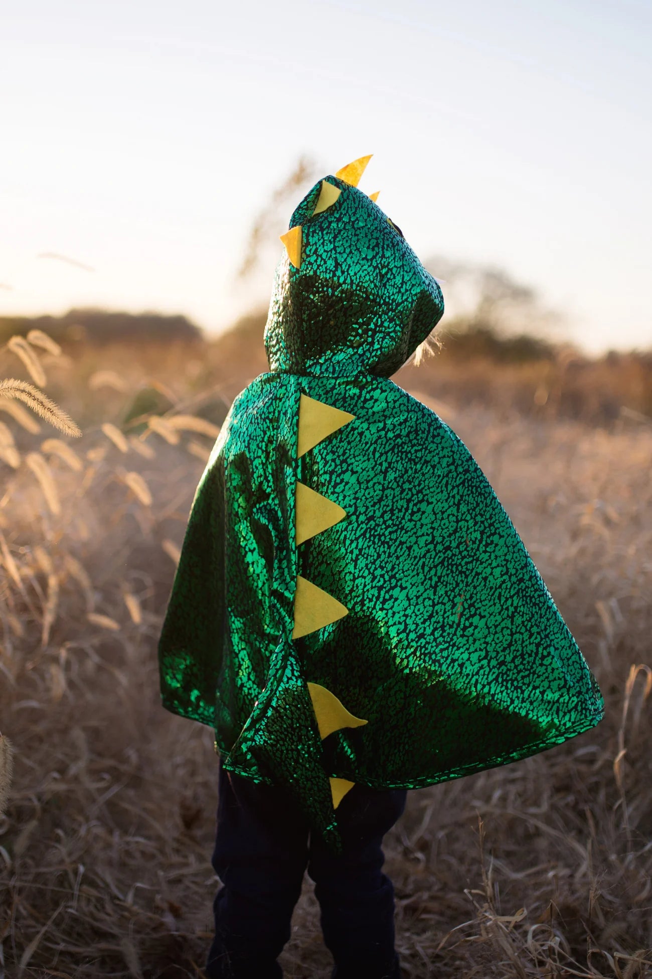 GREEN METALLIC TODDLER DRAGON CAPE