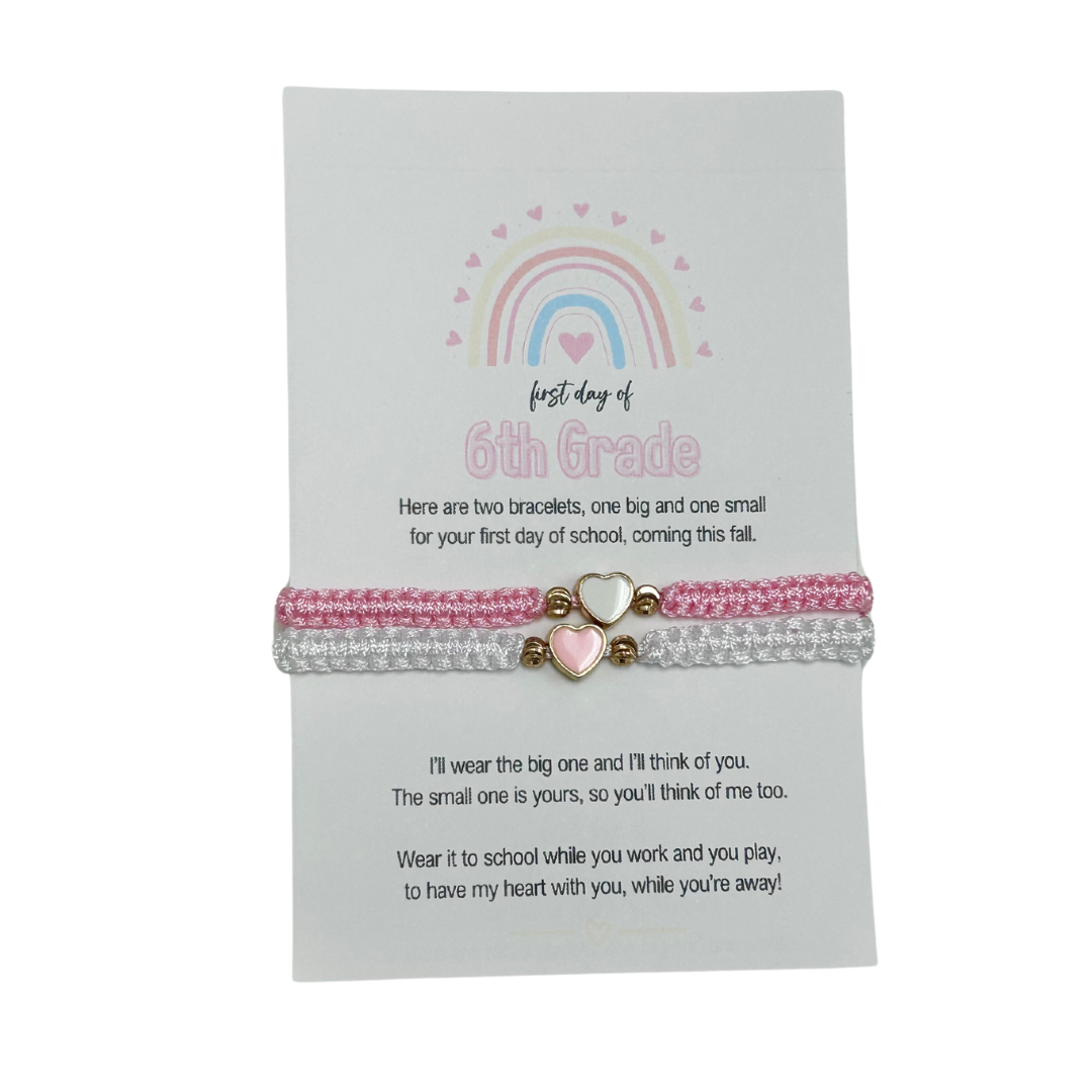 FIRST DAY OF SCHOOL BRACELETS - PINK + WHITE