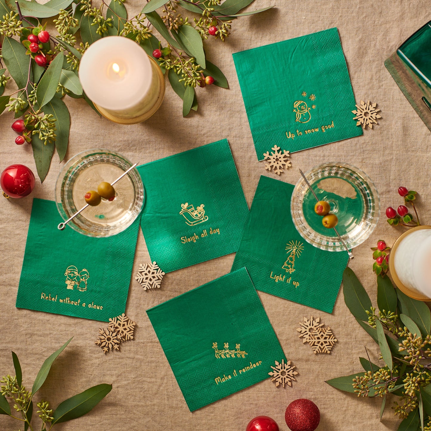 HOLIDAY CHEER COCKTAIL NAPKINS
