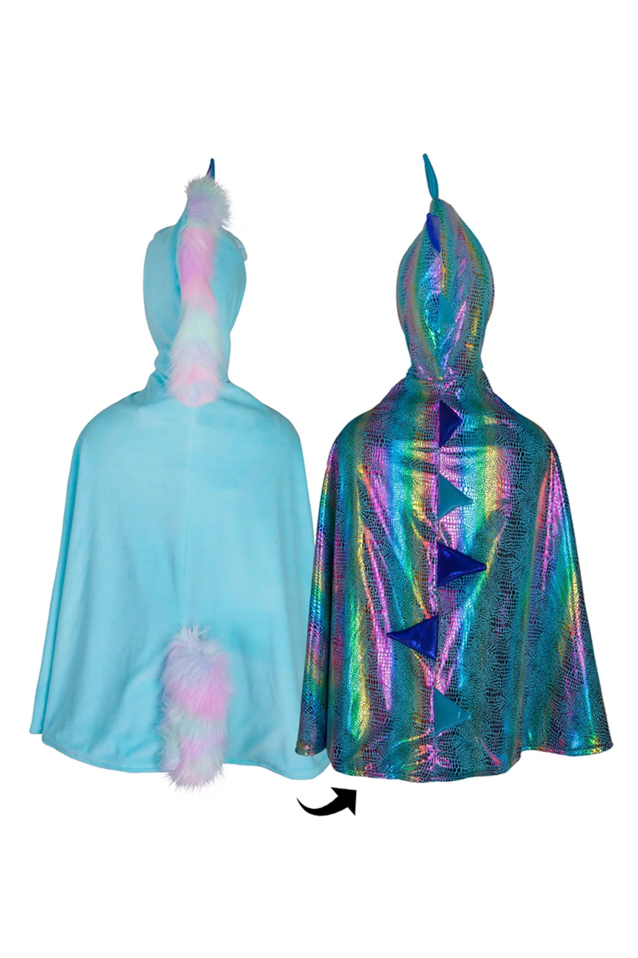RAINBOW REVERSIBLE UNICORN DRAGON CAPE