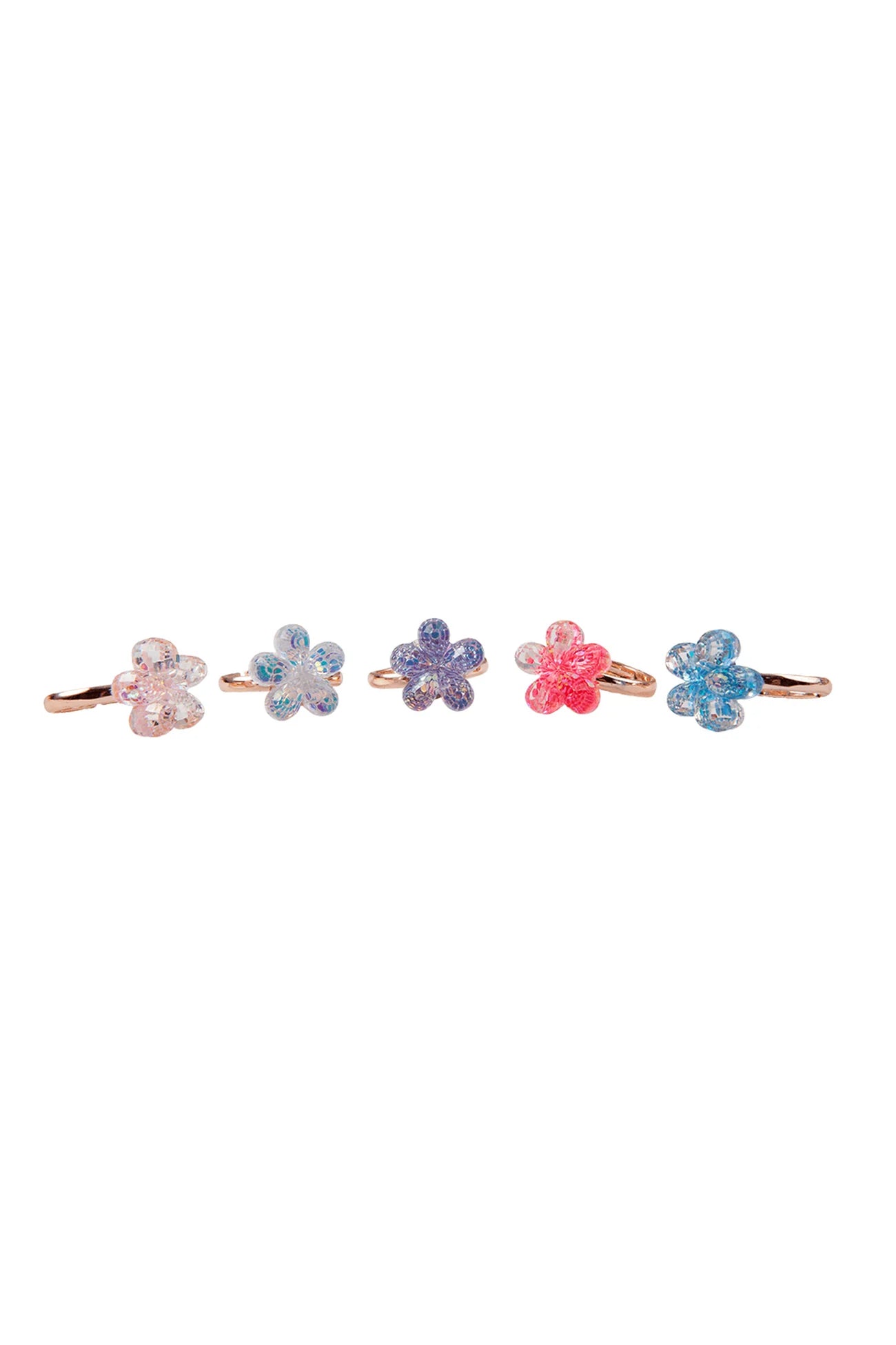 BOUTIQUE SHIMMER FLOWER RINGS | 5 PACK