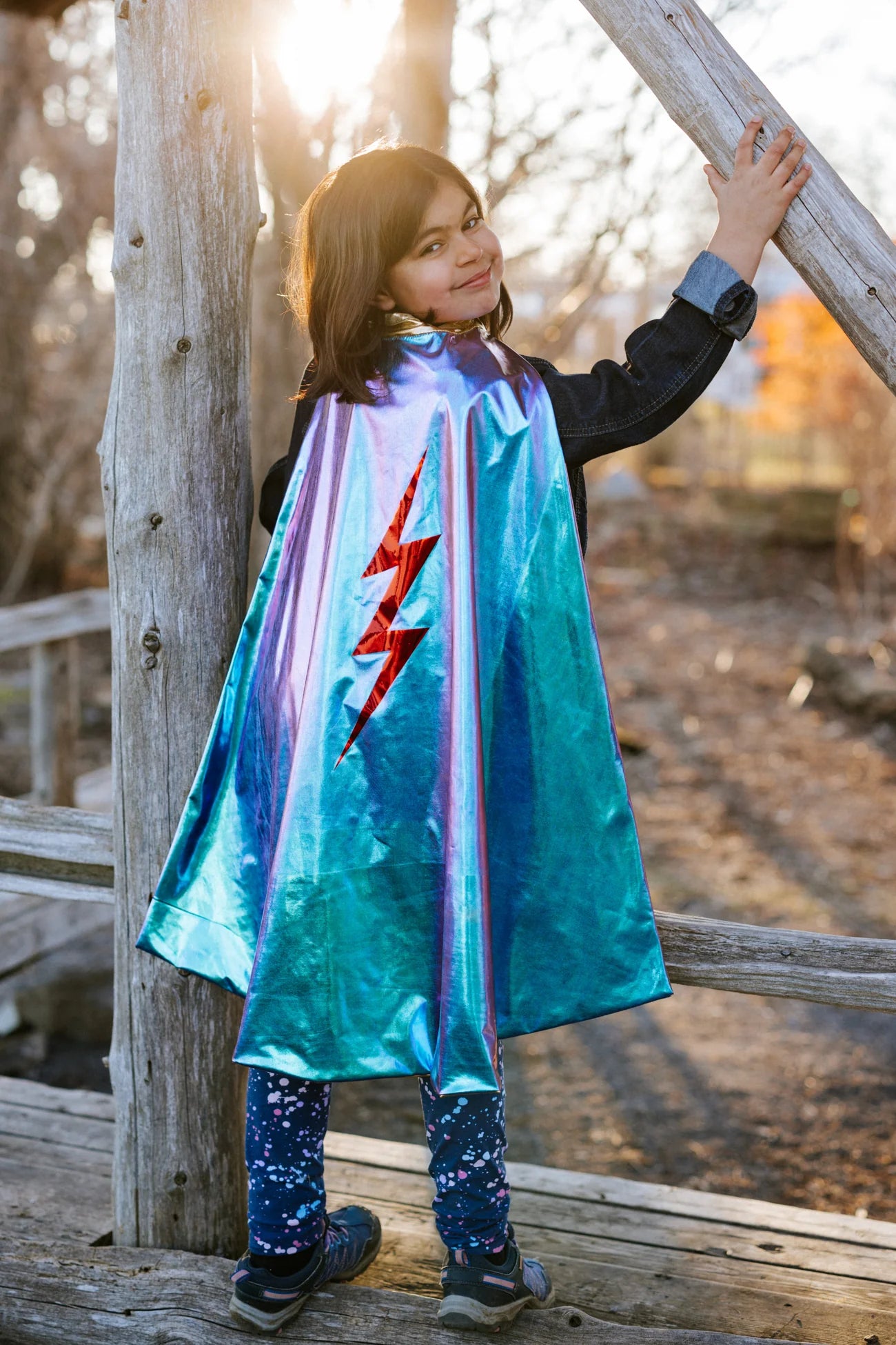 BLUE LIGHTNING HOLO REVERSIBLE CAPE