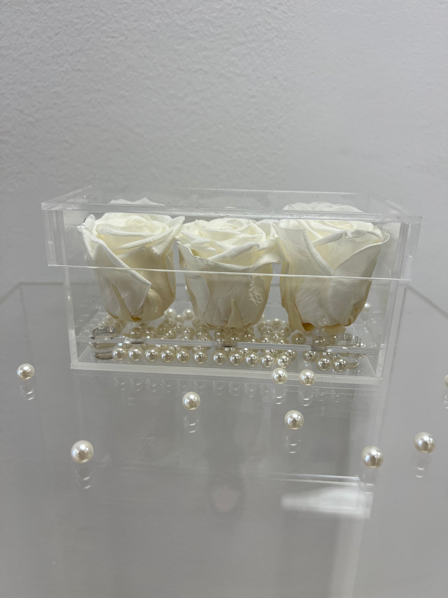 THREE PRESERVED ROSE BOX