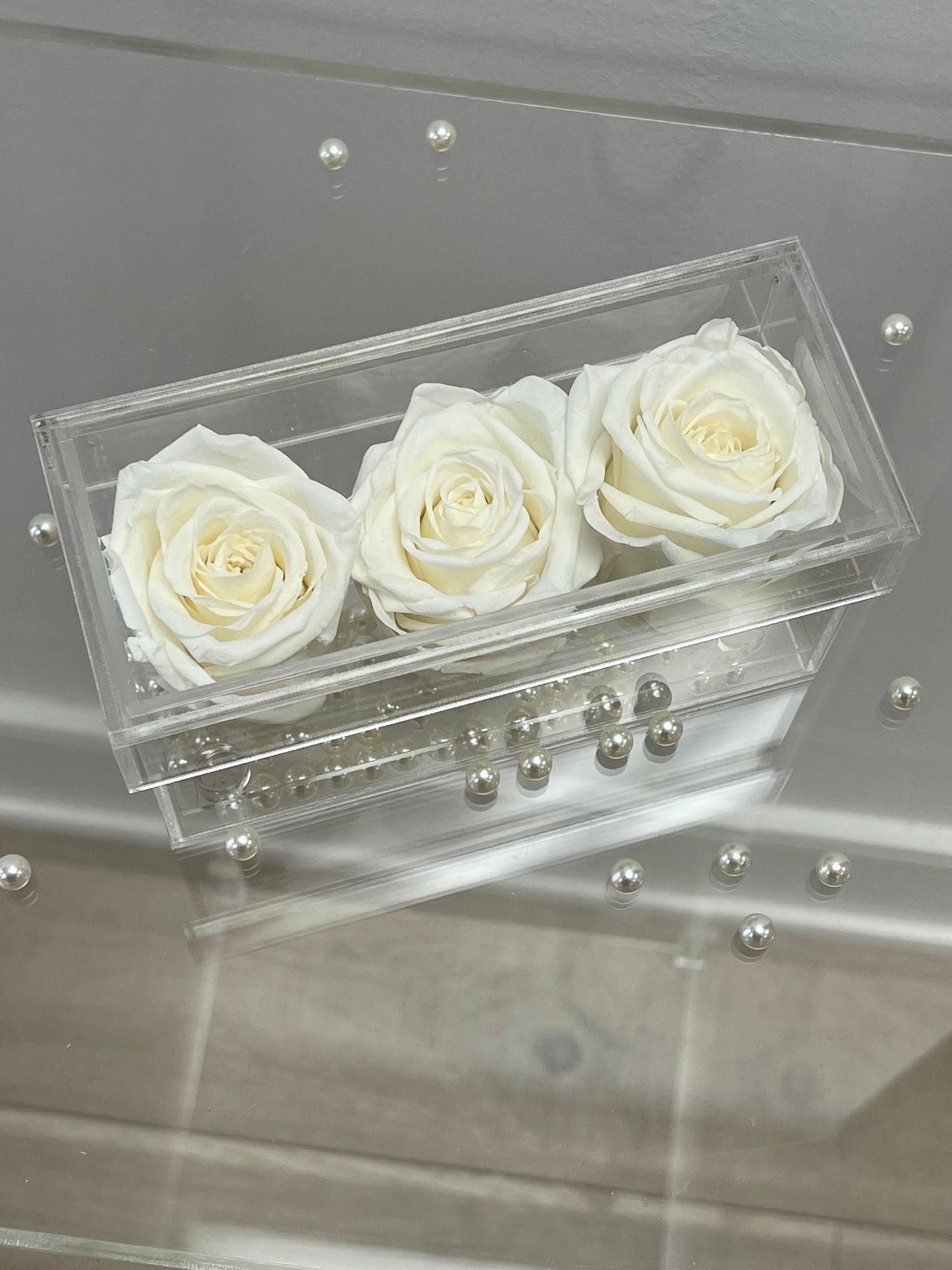 THREE PRESERVED ROSE BOX