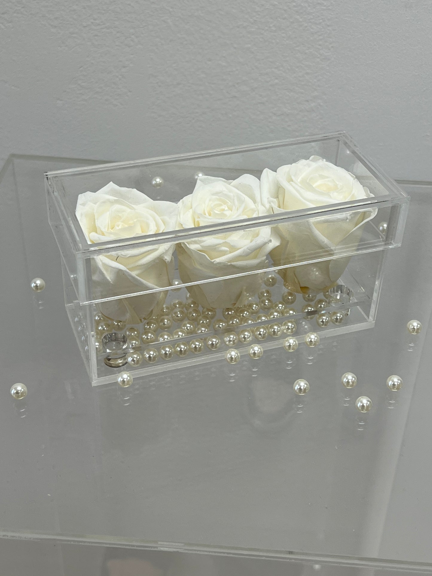 THREE PRESERVED ROSE BOX