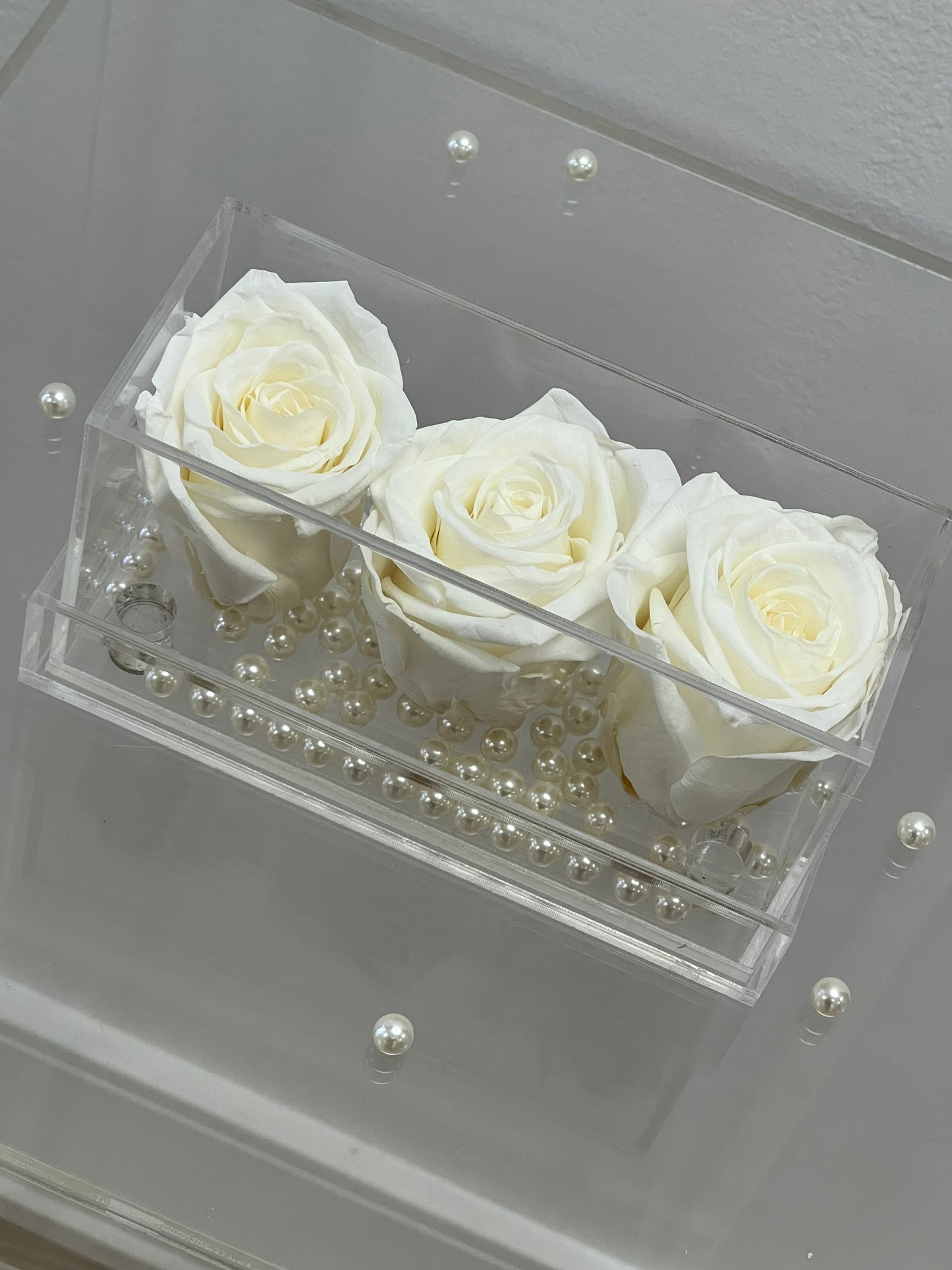 THREE PRESERVED ROSE BOX
