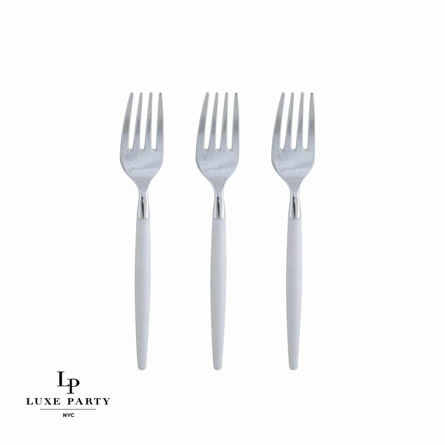 WHITE + SILVER MINI FORKS | 20 PIECES