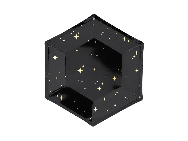 BLACK AND GOLD STAR PLATES