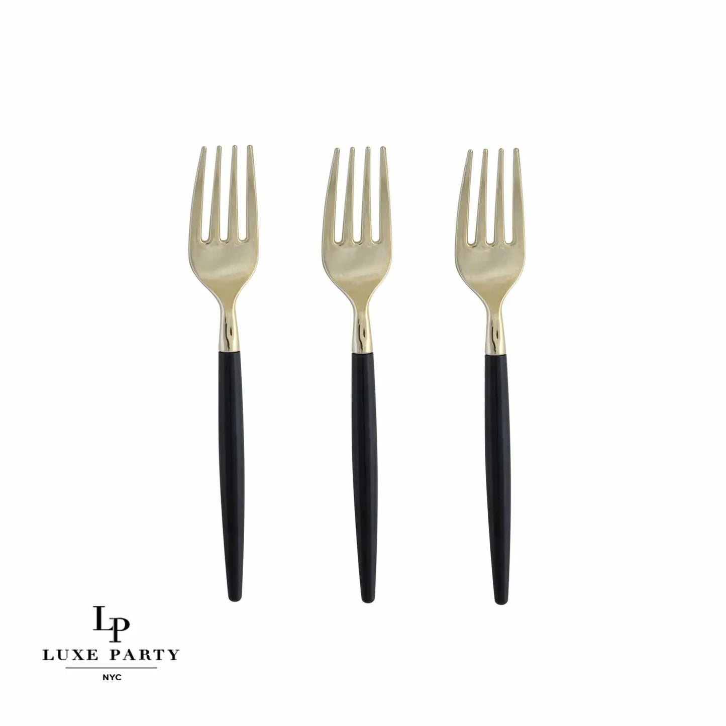 BLACK AND GOLD MINI FORKS | 20 PIECES