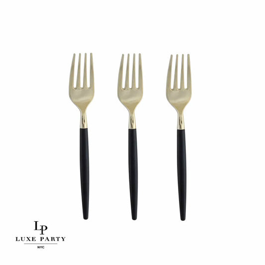 BLACK AND GOLD MINI FORKS | 20 PIECES