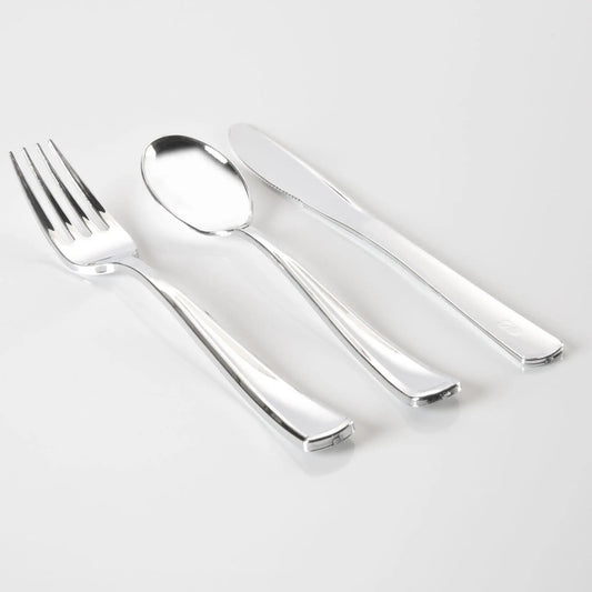 SILVER PLASTIC CUTLERY SET | 36 PIECES