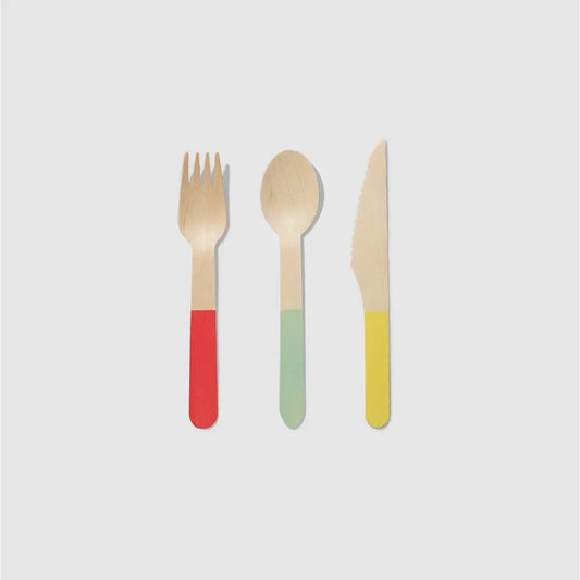 TRICOLORE WOODEN CUTLERY SET | 30 PIECES