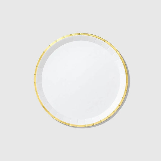 WHITE AND GOLD LARGE PARTY PLATES