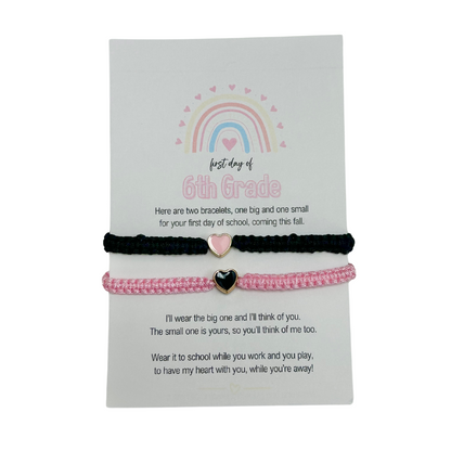 FIRST DAY OF SCHOOL BRACELETS - BLACK + PINK