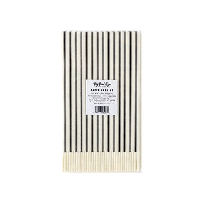 BLACK TICKING FRINGE NAPKINS