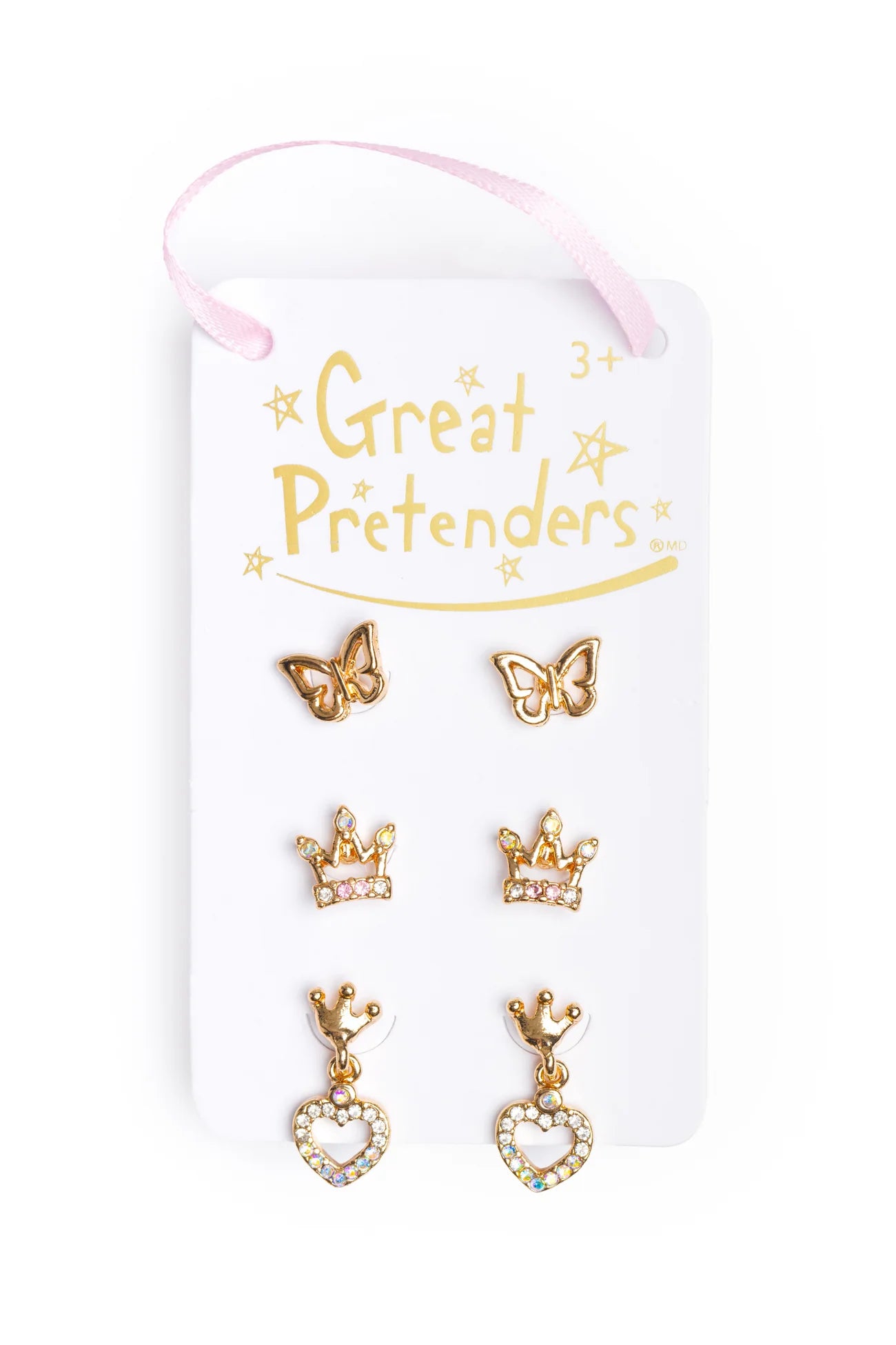 BOUTIQUE ROYAL CROWN STUDDED EARRINGS | 3 PAIRS
