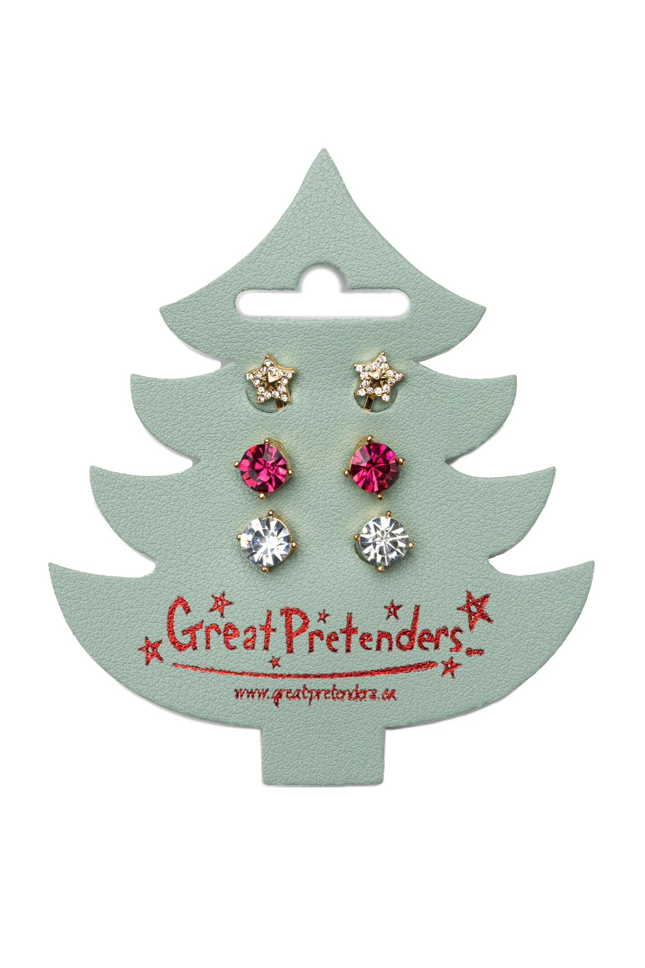 HOLIDAY PLEATHER TREE CLIP ON EARRINGS | 3 PAIRS
