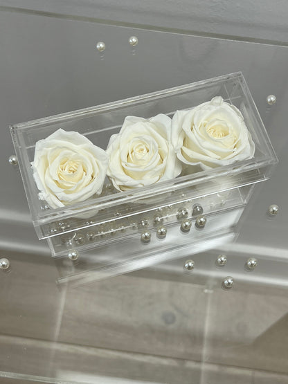 THREE PRESERVED ROSE BOX