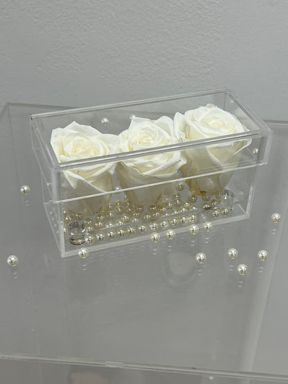 THREE PRESERVED ROSE BOX
