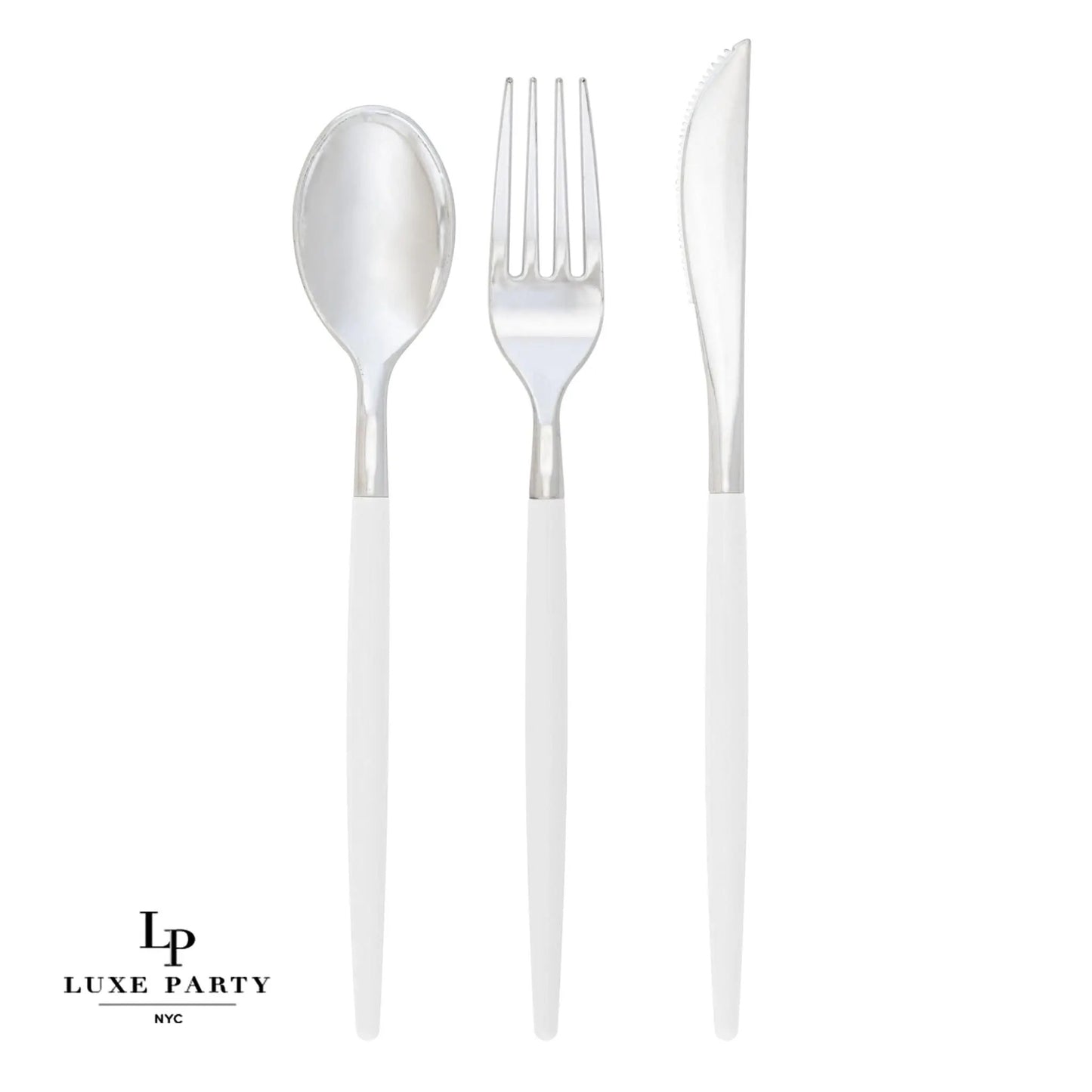 WHITE + SILVER CUTLERY SET | 32 PIECES