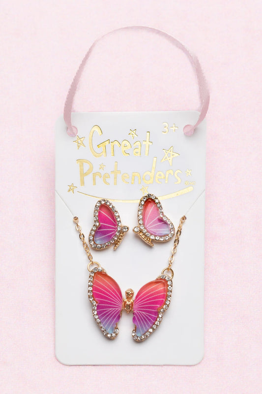 BOUTIQUE BUTTERFLY NECKLACE + STUDDED EARRINGS