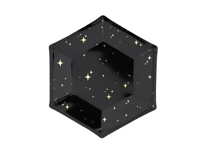 BLACK AND GOLD STAR PLATES