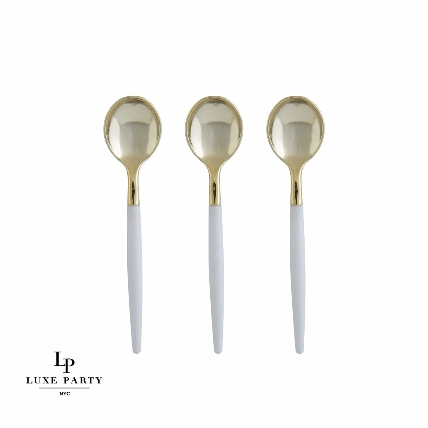 WHITE AND GOLD MINI SPOONS | 20 PIECES