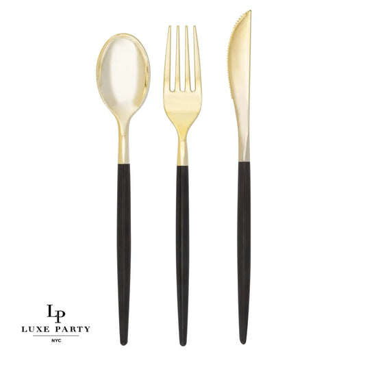 BLACK AND GOLD CUTLERY SET | 32 PIECES