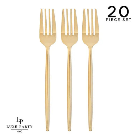 CHIC ROUND GOLD FORKS | 20 PIECES